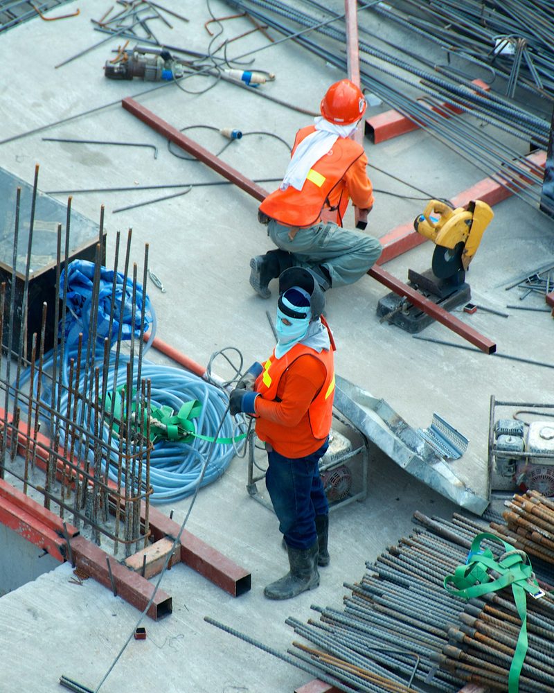 GLS FABCON construction project site - civil engineering team at work in India